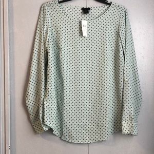 ANN TAYLOR FACTORY mint polka dot blouse NWT